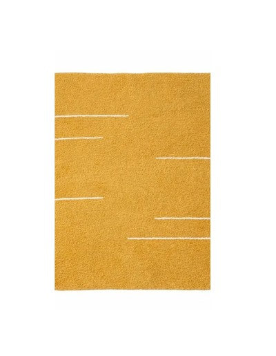 KÄSINKUDOTTU OLOHUONEEN MATTO - RAIDALLINEN SINAPINKELTAINEN