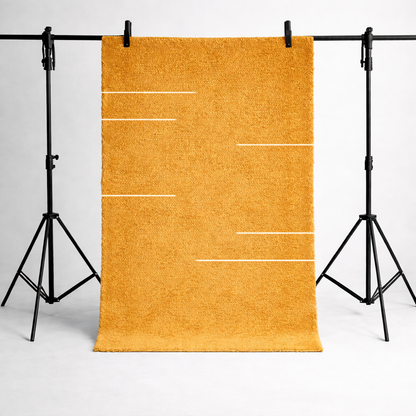 KÄSINKUDOTTU OLOHUONEEN MATTO - RAIDALLINEN SINAPINKELTAINEN