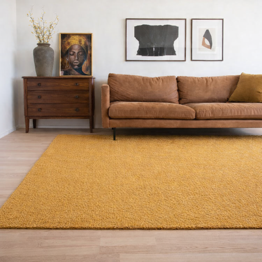 KÄSINKUDOTTU OLOHUONEEN MATTO -  SINAPINKELTAINEN